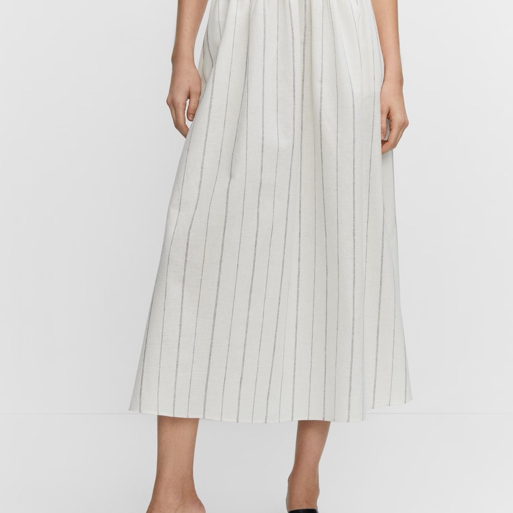 Mango White Striped Skirt